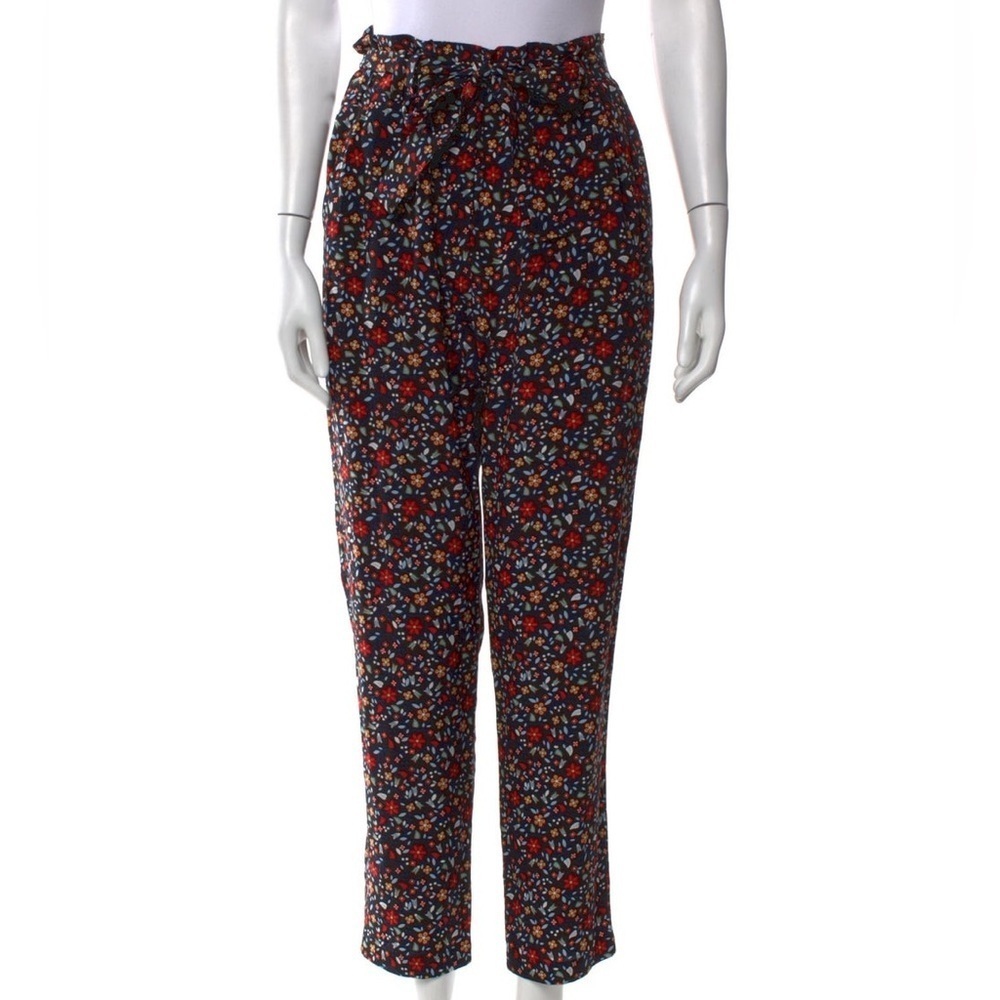 ALC silk floral trouser pants black red floral
